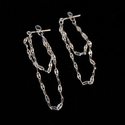 Layered Chained Alloy Dangle Earring - 1 Pair - Earring