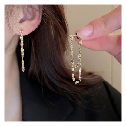 Layered Chained Alloy Dangle Earring