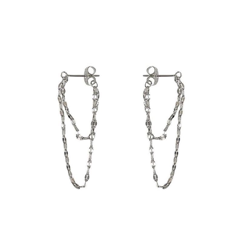 Layered Chained Alloy Dangle Earring