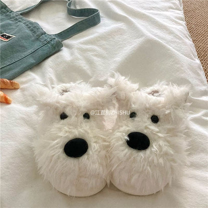 Lazy Puppy Plush Warm Fluffy Slippers