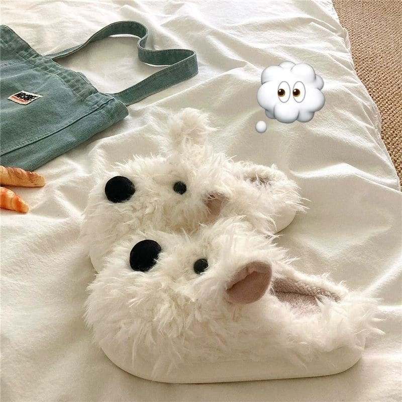 Lazy Puppy Plush Warm Fluffy Slippers