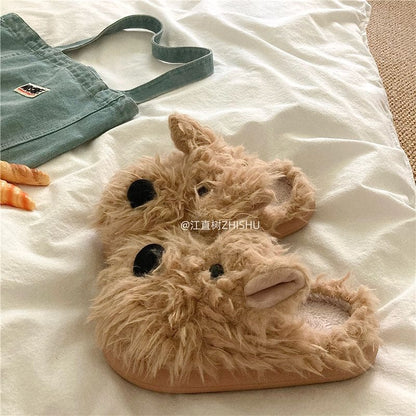 Lazy Puppy Plush Warm Fluffy Slippers