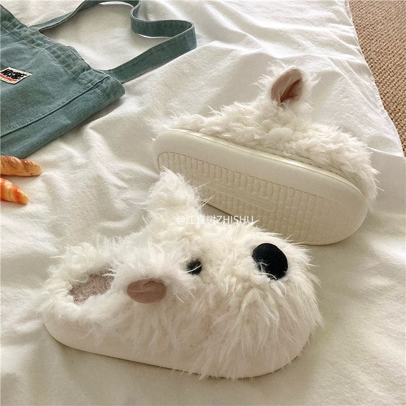 Lazy Puppy Plush Warm Fluffy Slippers