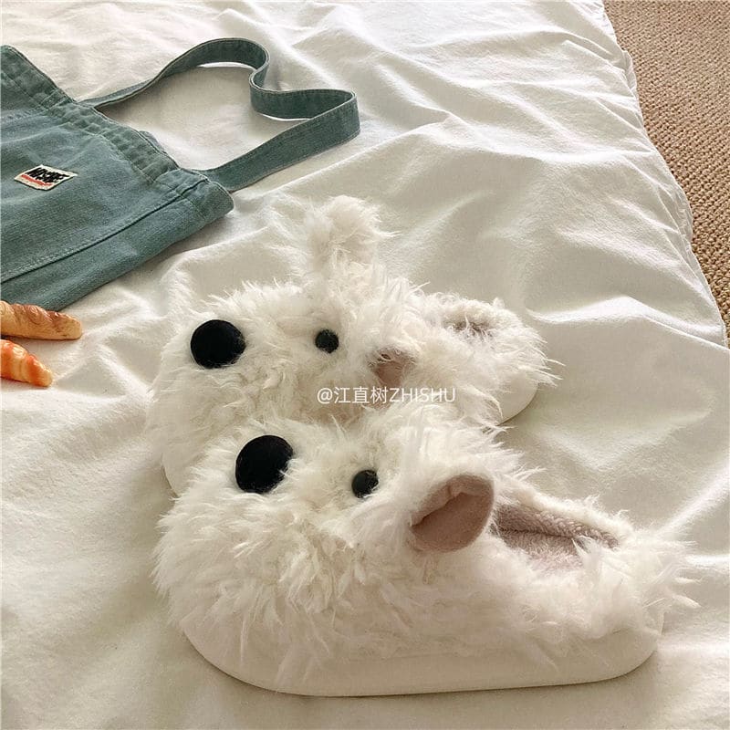 Lazy Puppy Plush Warm Fluffy Slippers