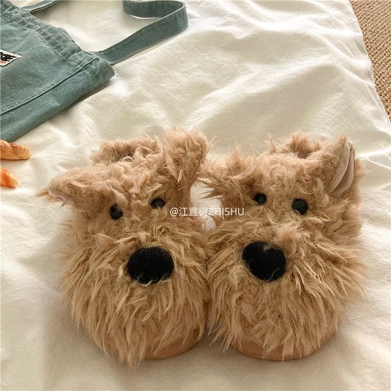 Lazy Puppy Plush Warm Fluffy Slippers