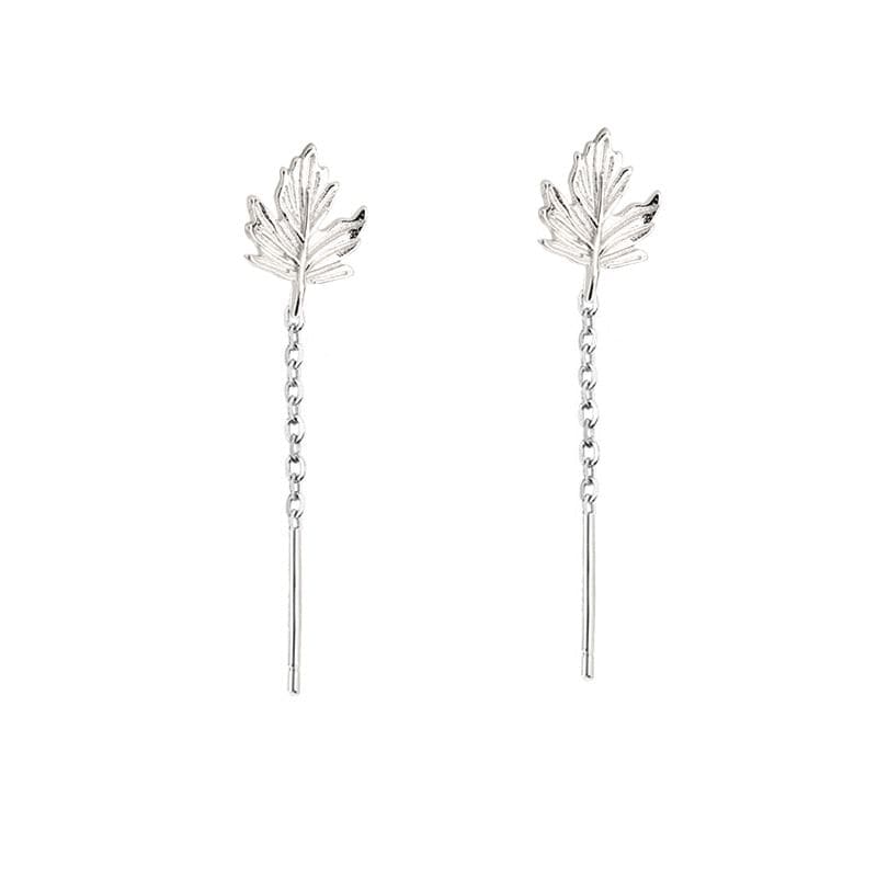 Leaf Alloy Threader Earring