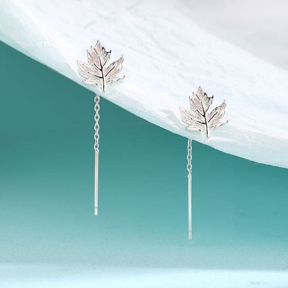 Leaf Alloy Threader Earring