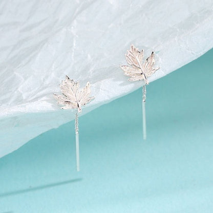 Leaf Alloy Threader Earring