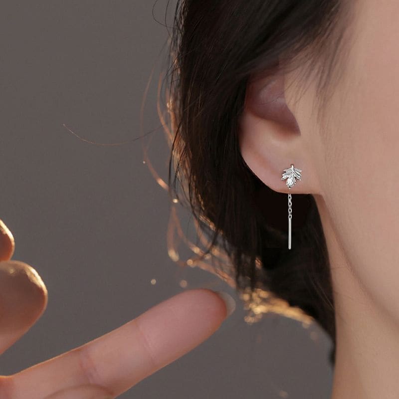 Leaf Alloy Threader Earring