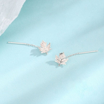 Leaf Alloy Threader Earring