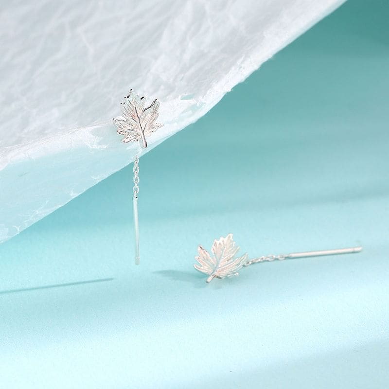 Leaf Alloy Threader Earring