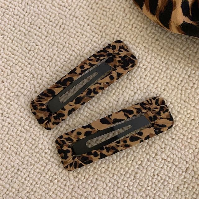 Leopard Print Hair Clip - Rectangle - Leopard Print