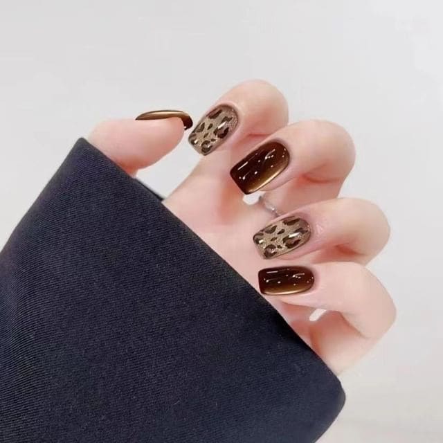 Leopard Print Press On Nail - S58 - Leopard - Dark Brown