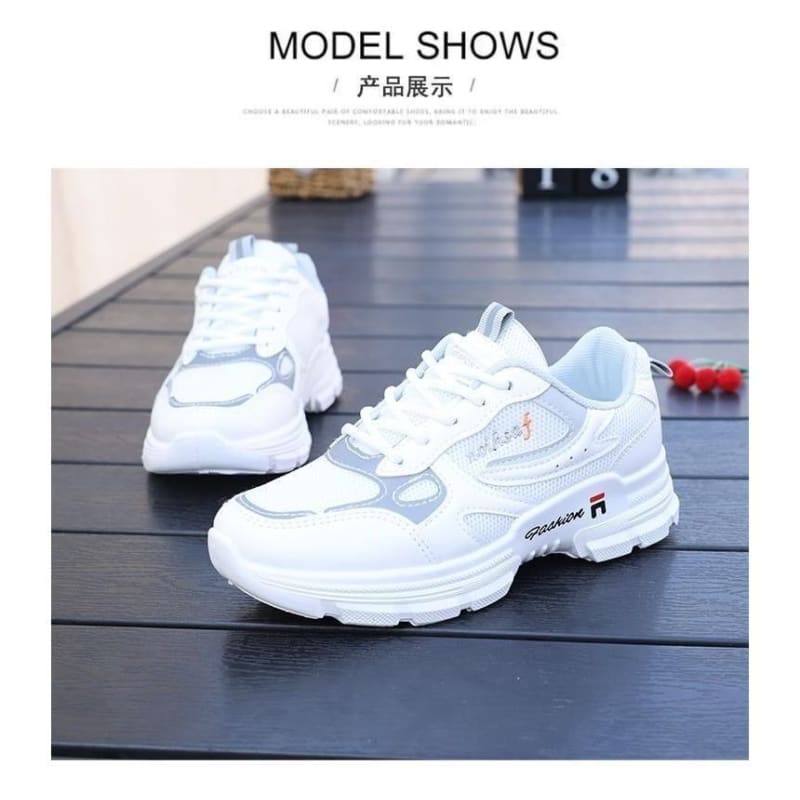 Letter Embroidered Lace-Up Platform Sneakers