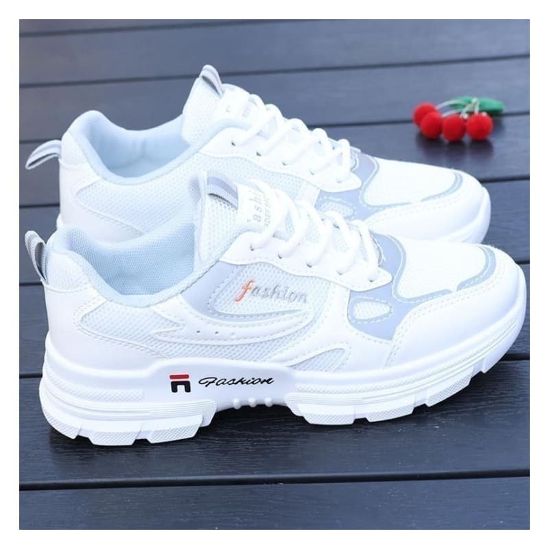 Letter Embroidered Lace-Up Platform Sneakers