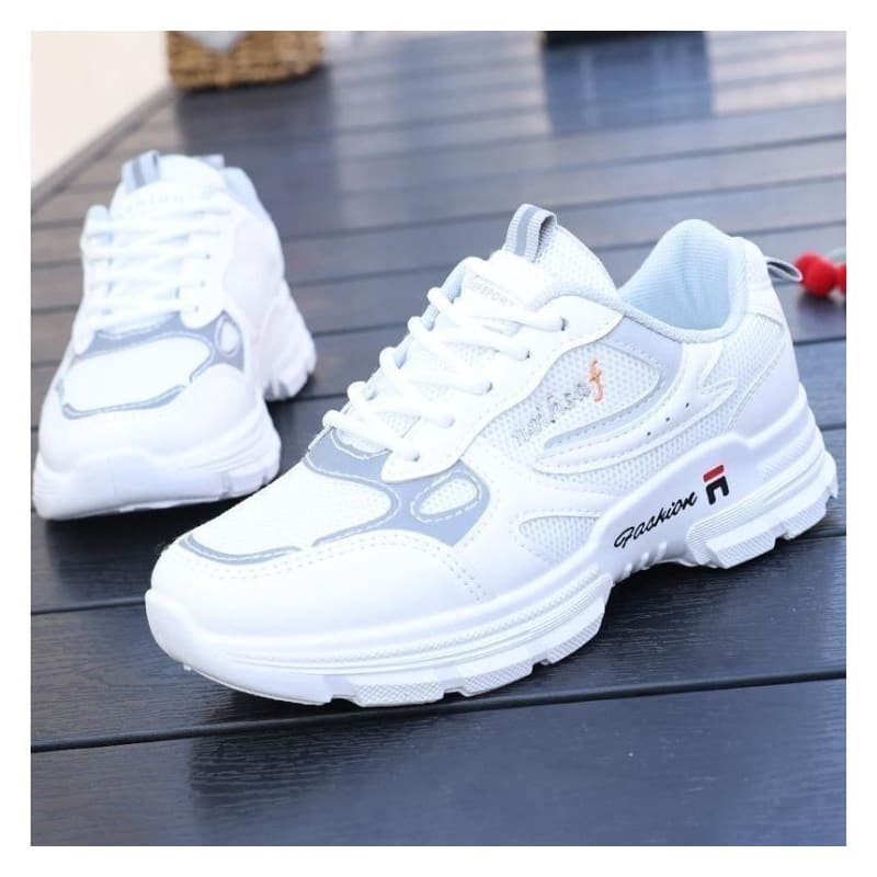 Letter Embroidered Lace-Up Platform Sneakers