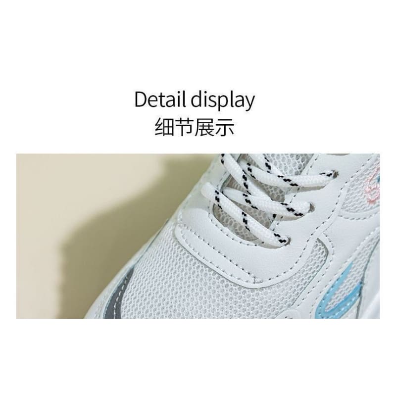 Letter Embroidered Mesh Panel Platform Sneakers