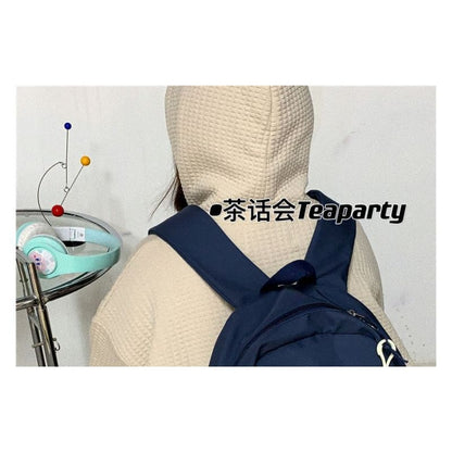 Letter Embroidered Multi-Pocket Backpack / Bag Charm / Set