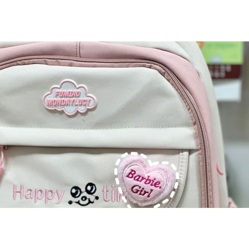 Letter Embroidered Multi-Pocket Tote Bag / Backpack / Bag