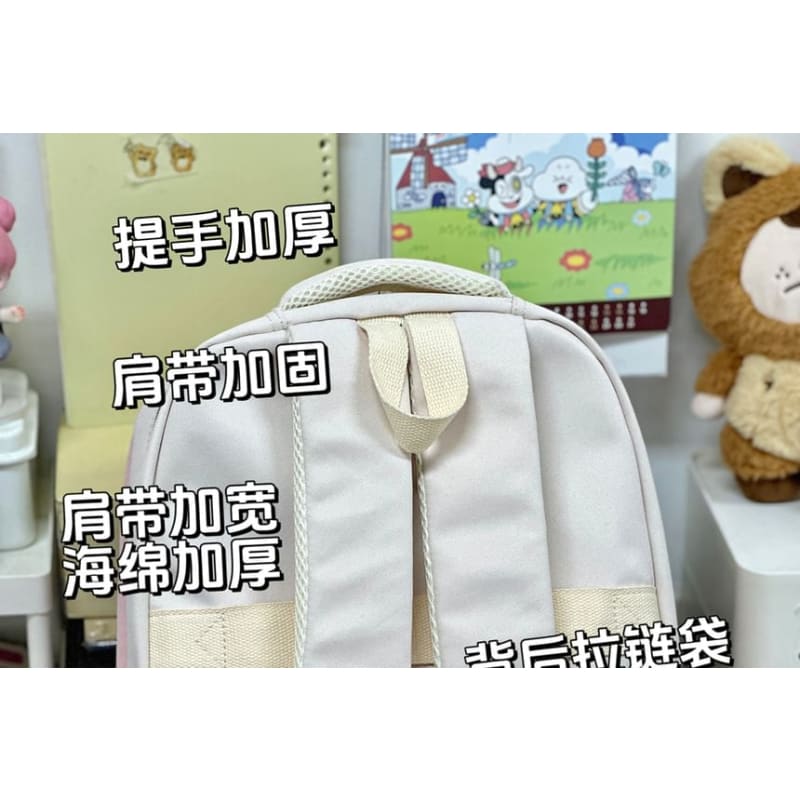 Letter Embroidered Multi-Pocket Tote Bag / Backpack / Bag