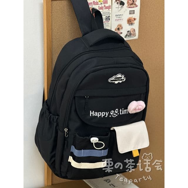 Letter Embroidered Multi-Pocket Tote Bag / Backpack / Bag