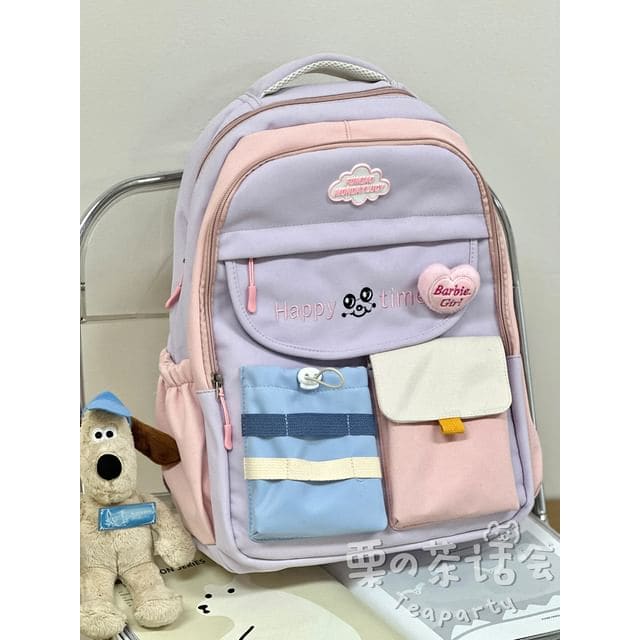 Letter Embroidered Multi-Pocket Tote Bag / Backpack / Bag