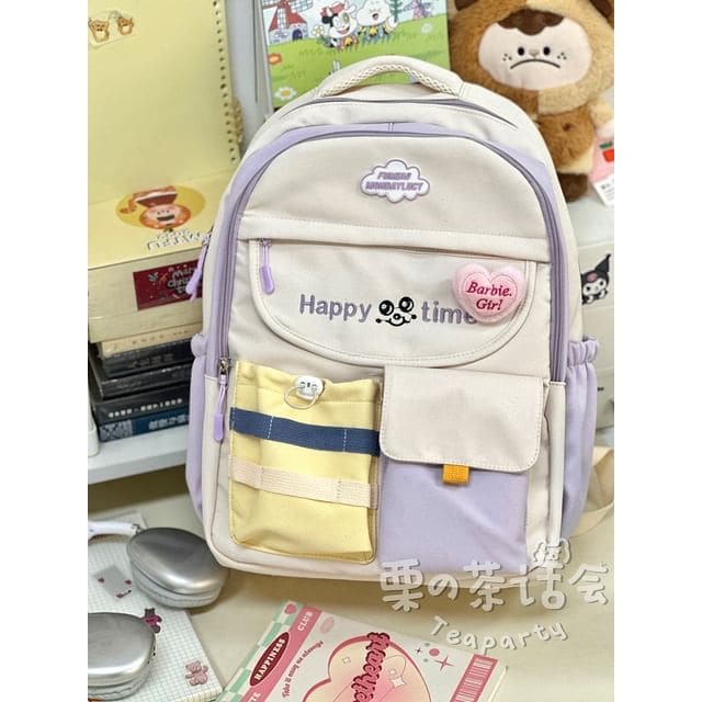 Letter Embroidered Multi-Pocket Tote Bag / Backpack / Bag