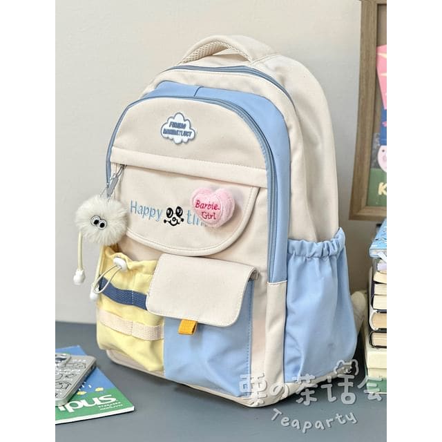 Letter Embroidered Multi-Pocket Tote Bag / Backpack / Bag