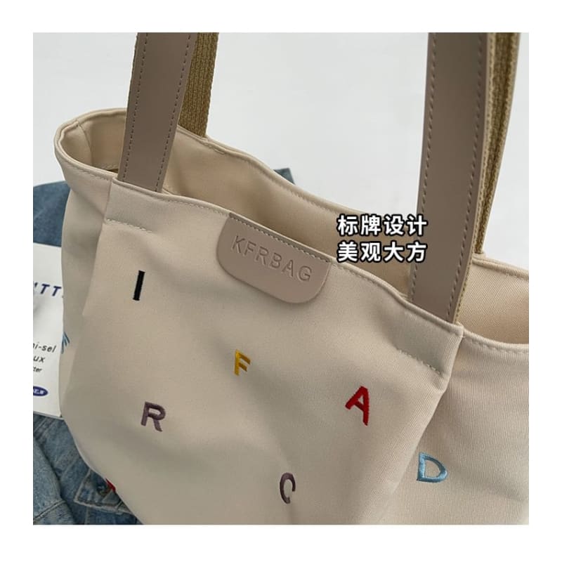 Letter Embroidered Tote Bag