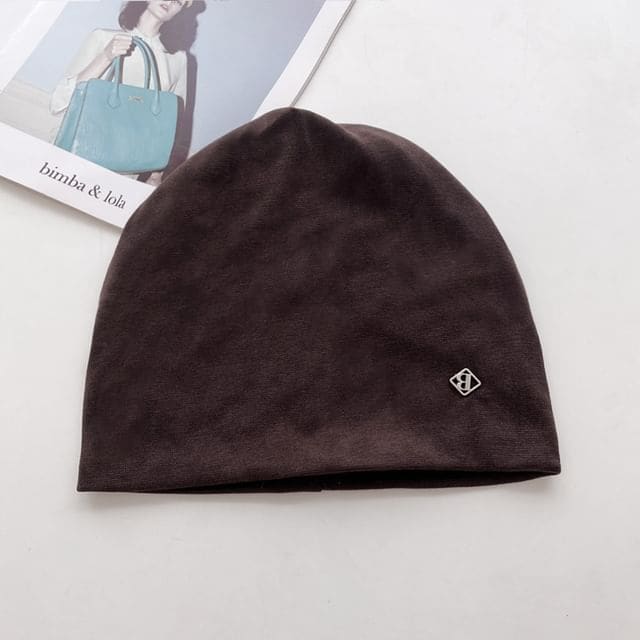 Lettering Accent Beanie - Brown / One Size