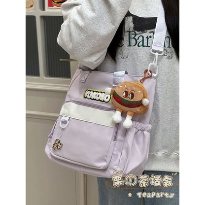 Lettering Applique Crossbody Bag - With Hamburger Charm