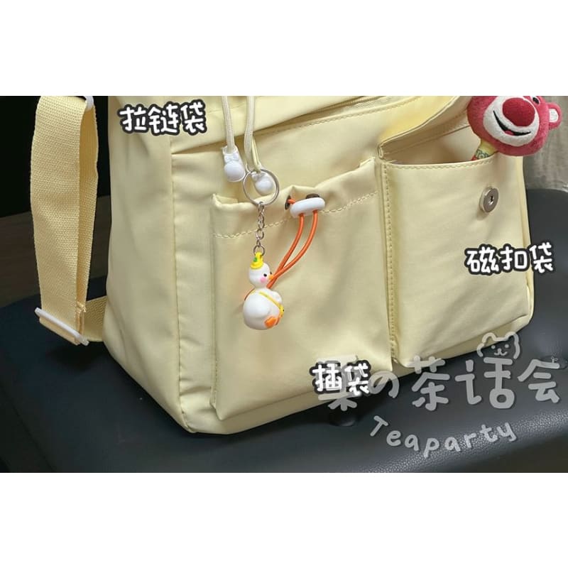 Lettering Applique Drawstring Tote Bag / Bag Charm / Coin