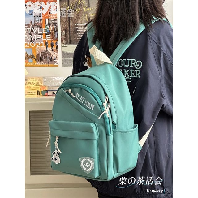 Lettering Backpack - Without Bag Charm - Green / One Size