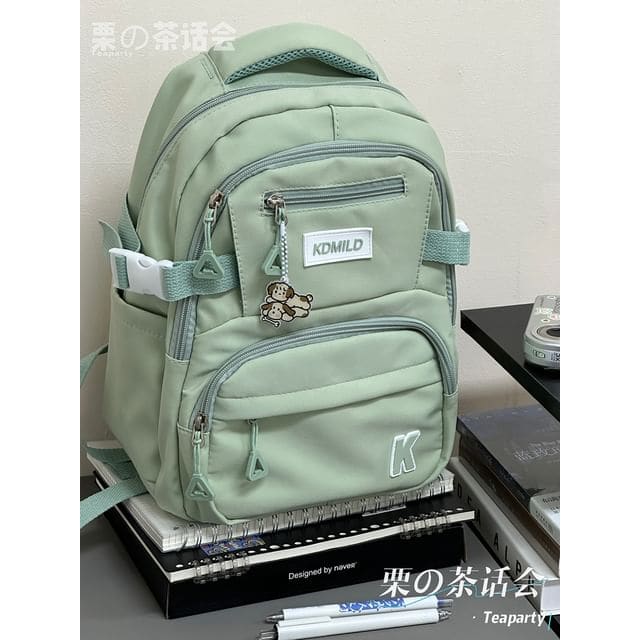 Lettering Buckle Backpack - Without Charm - Green / One Size