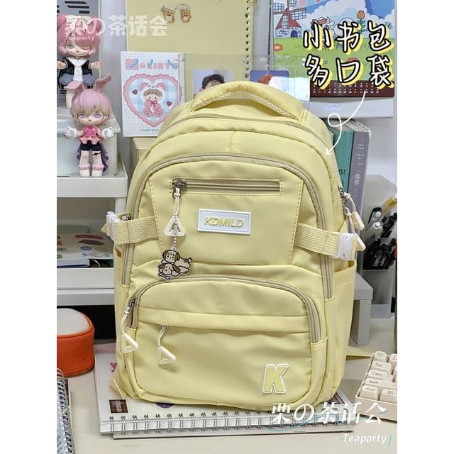 Lettering Buckle Backpack - Without Charm - Yellow