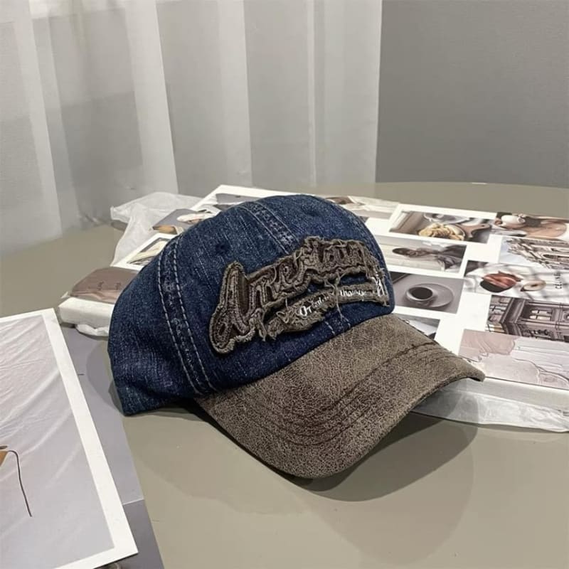 Lettering Denim Baseball Cap