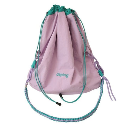 Lettering Drawstring Crossbody Bag - Purple / One Size