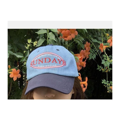 Lettering Embroidered Color Panel Baseball Cap