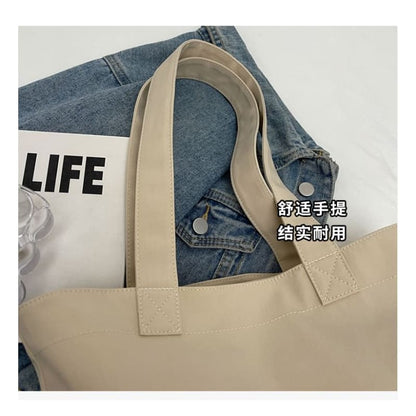 Lettering Embroidered Tote Bag