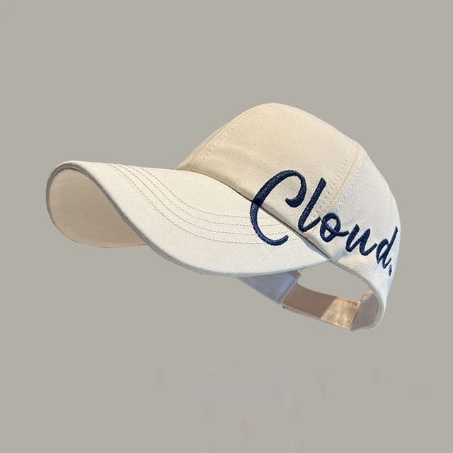 Lettering Embroidered Visor Baseball Cap - Beige / One Size