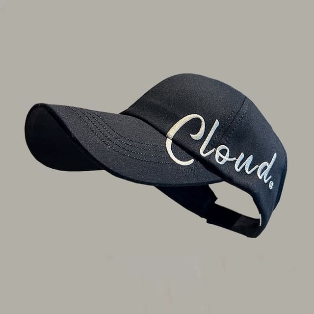 Lettering Embroidered Visor Baseball Cap - Black / One Size