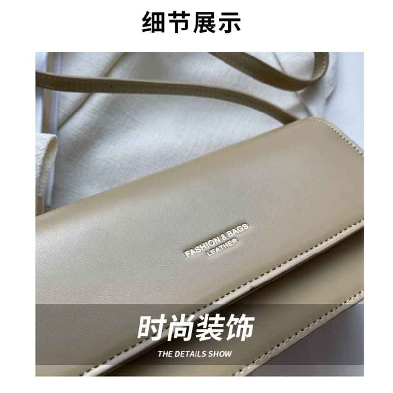 Lettering Faux Leather Flap Shoulder Bag