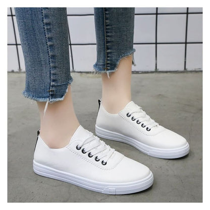 Lettering Faux Leather Sneakers