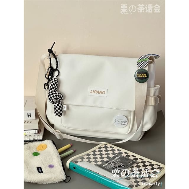 Lettering Flap Crossbody Bag / Charm / Set - With Knot