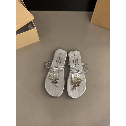 Lettering Flip-Flops - C291 - Silver / 35