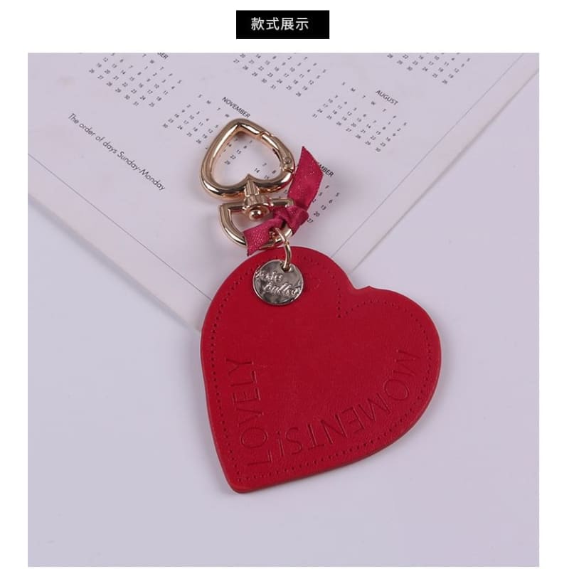 Lettering Heart Faux Leather Keyring