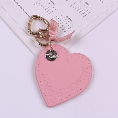 Lettering Heart Faux Leather Keyring - Q264-2 - Pink