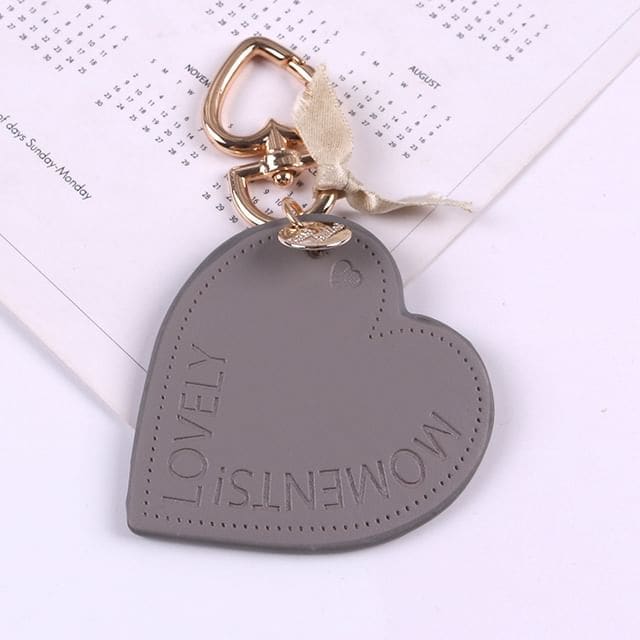 Lettering Heart Faux Leather Keyring - Q264-6 - Gray