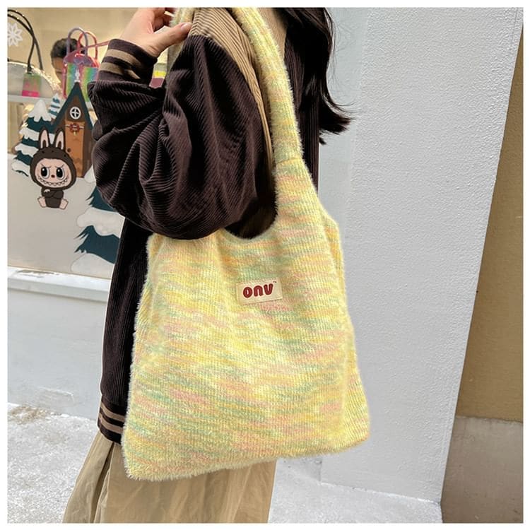 Lettering Knit Tote Bag