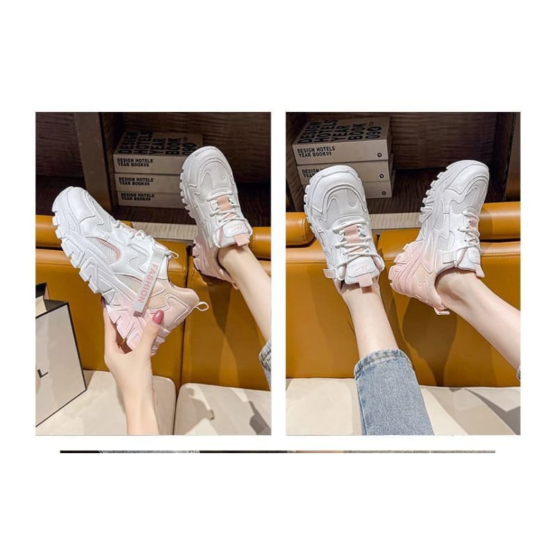 Lettering Label Applique Ombre Platform Sneakers